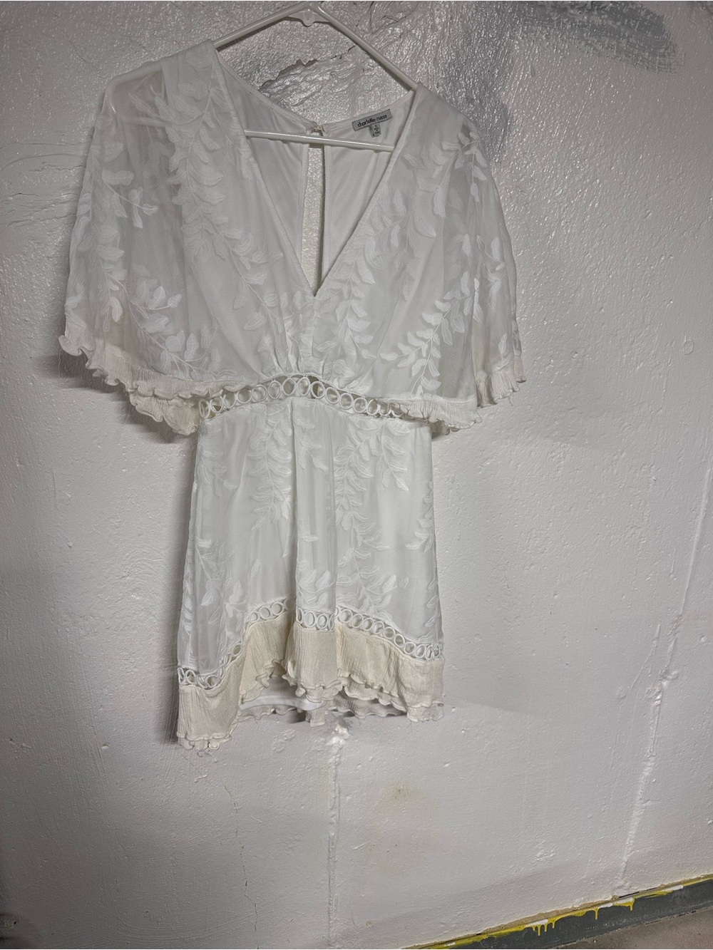 Charlotte Russe White Embroidered V-Neck Mini Dress